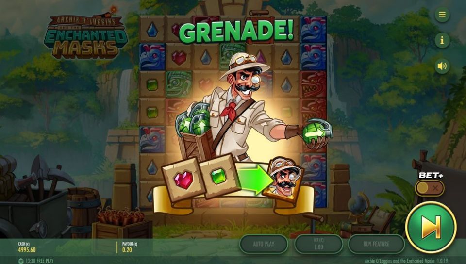 Archie O'Loggins slot Grenade feature