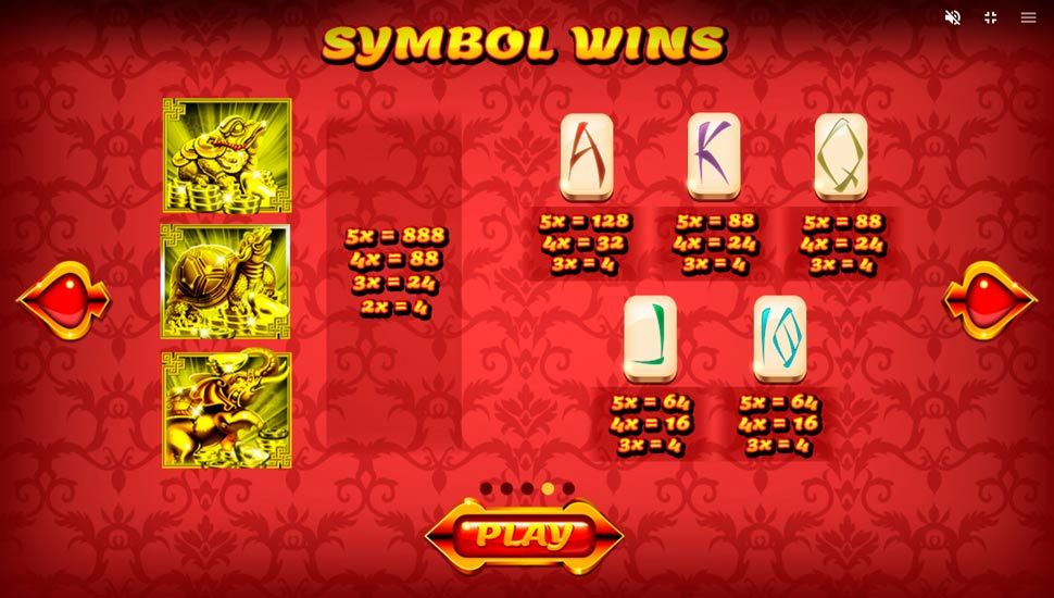 Asian fortune slot paytable