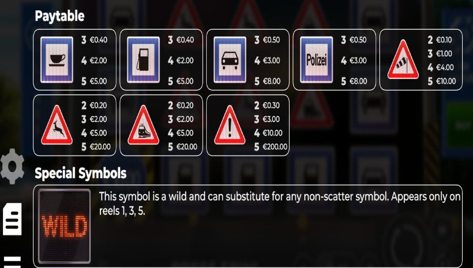 Autobahn Automat slot - payouts
