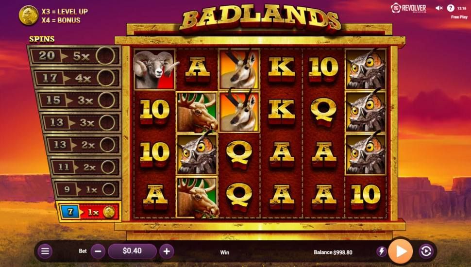 Badlands slot gameplay