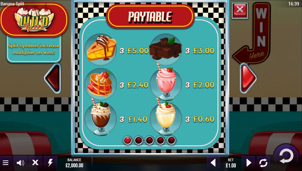 Banana Split Online Slot – Paytable