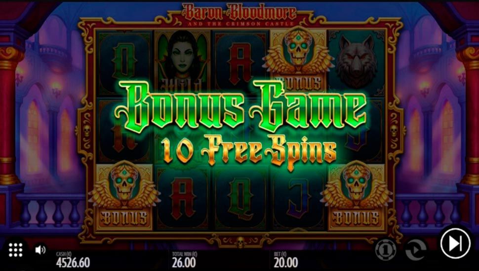 Baron Bloodmore and the Crimson Castle slot - Free Spins Bonus Game