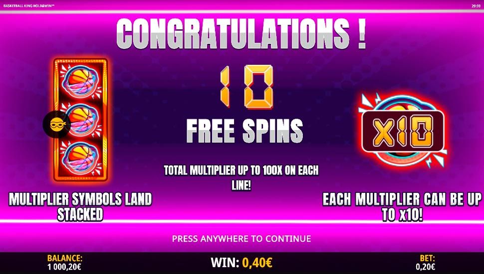 Basketball King Hold and Win slot Free Spins