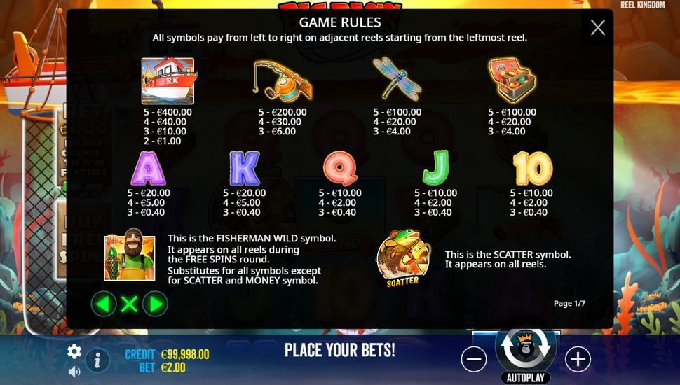 Big Bass Floats My Boat slot paytable