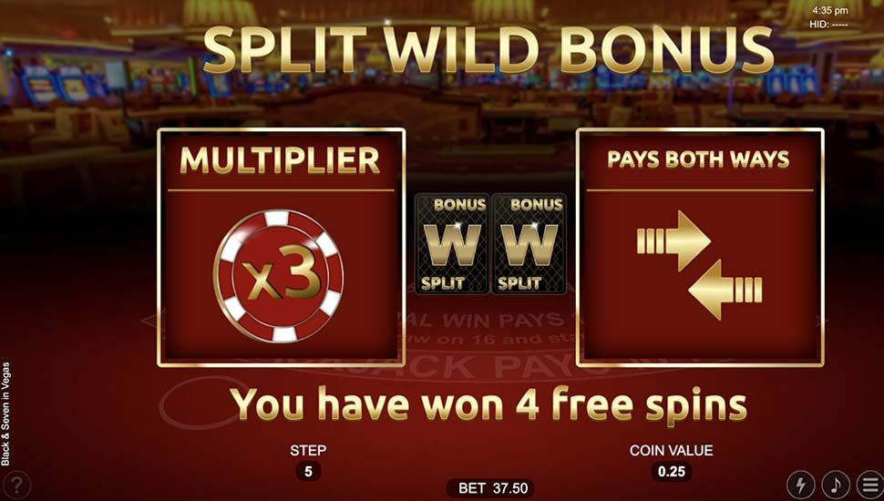 Black and Seven in Vegas slot The Split Wild Bonus