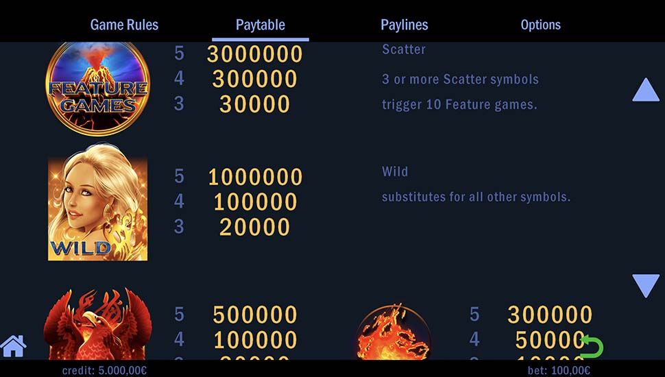 Bloxx Flare slot paytable