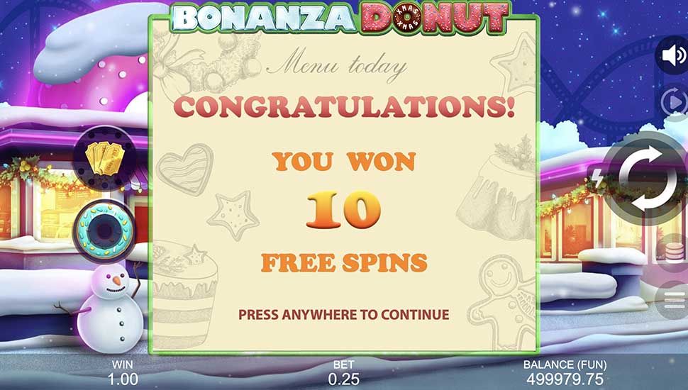 Bonanza Donut Xmas slot free spins