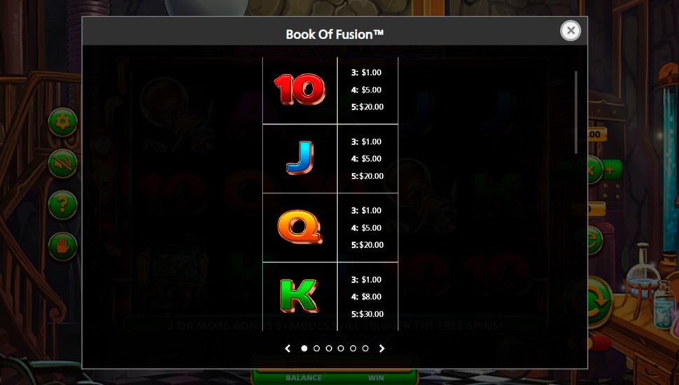 Book of fusion slot - paytable
