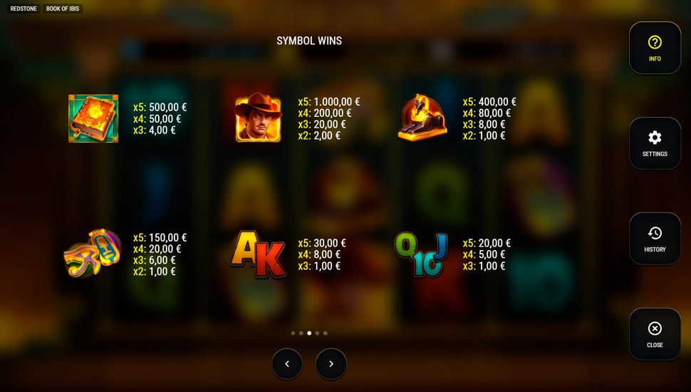 Book of ibis slot - paytable