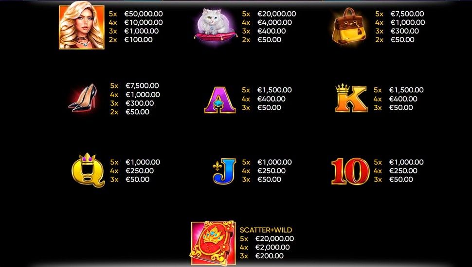 Book of Lady Slot - Paytable