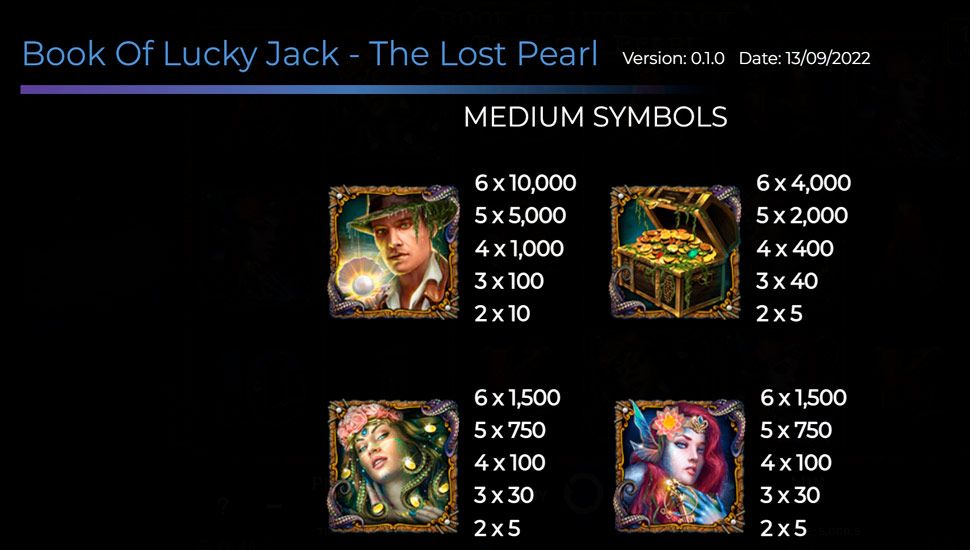 Book of lucky jack the lost pearl slot paytable