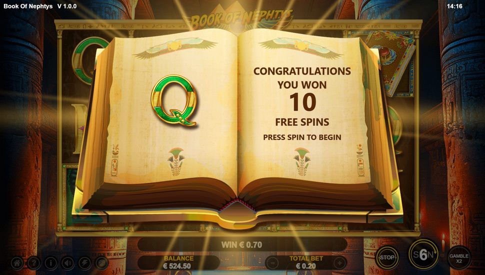 Book of Nephtys slot free spins