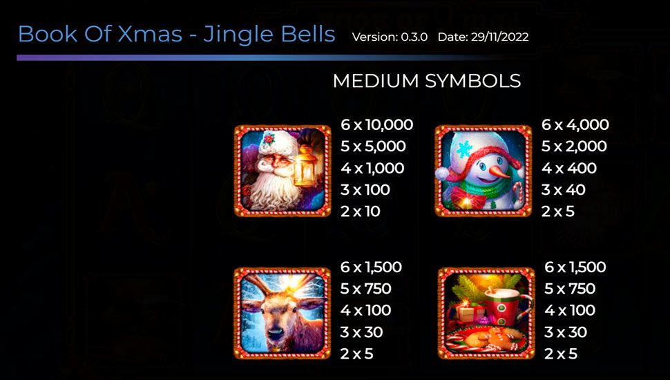 Book of Xmas Jingle Bells slot paytable