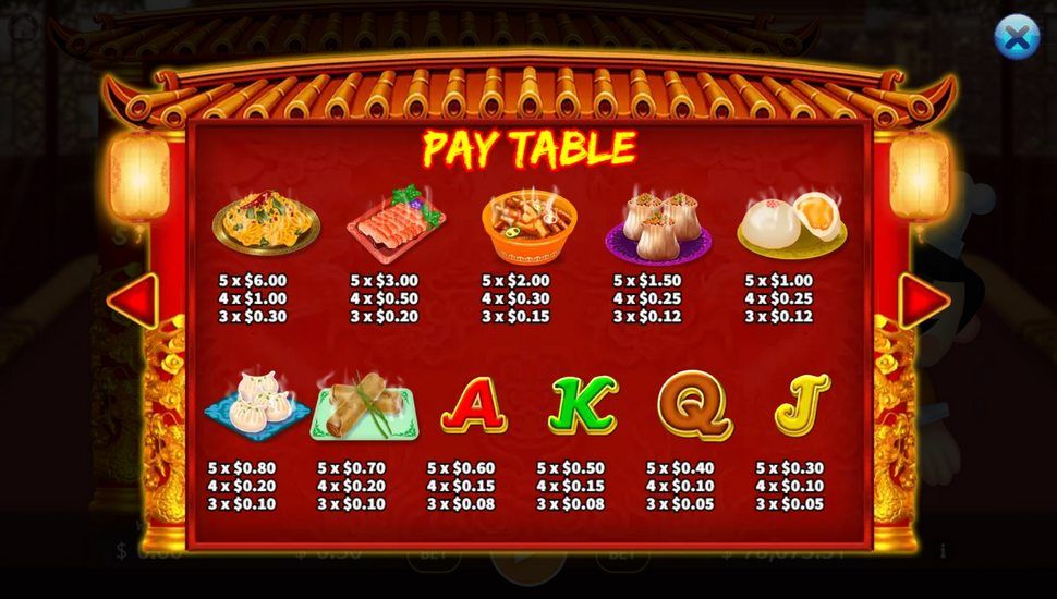 Cantonese Fried Noodles slot Paytable