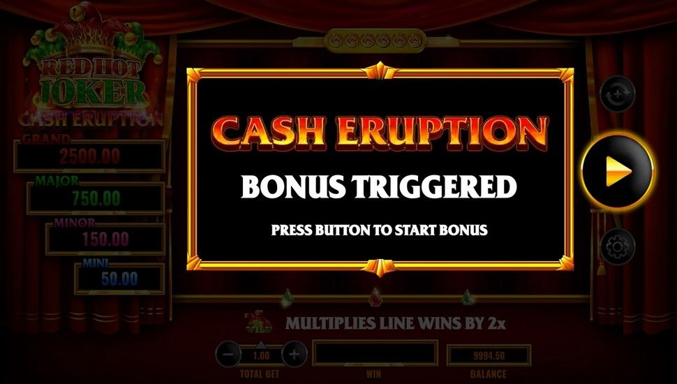Cash Eruption Red Hot Joker slot bonus