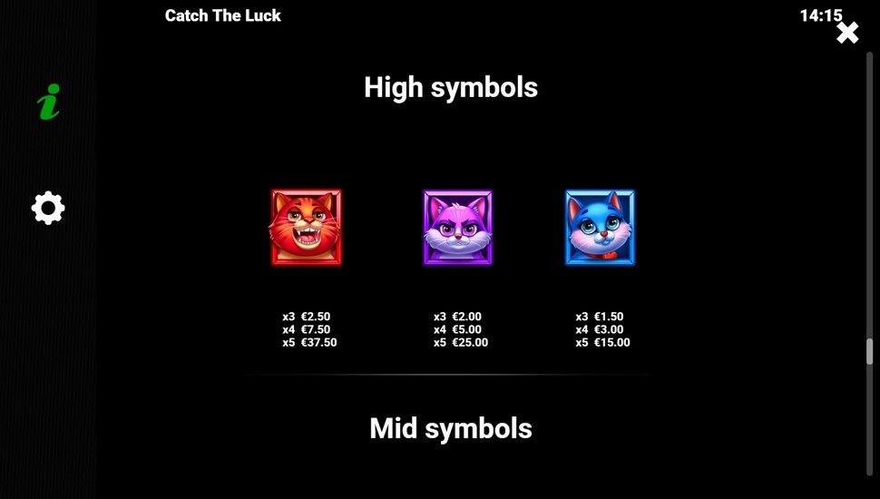 Catch the Luck slot paytable
