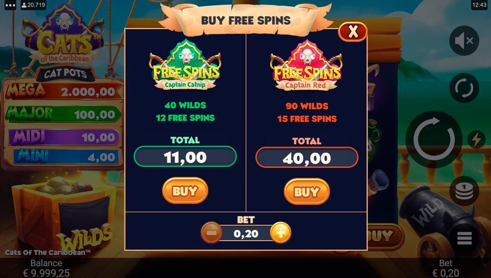 Cats of the caribbean slot - Buy Feature