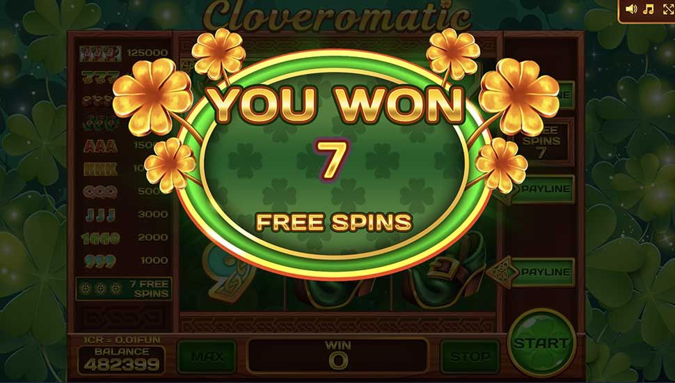 Cloveromatic 3x3 slot free spins