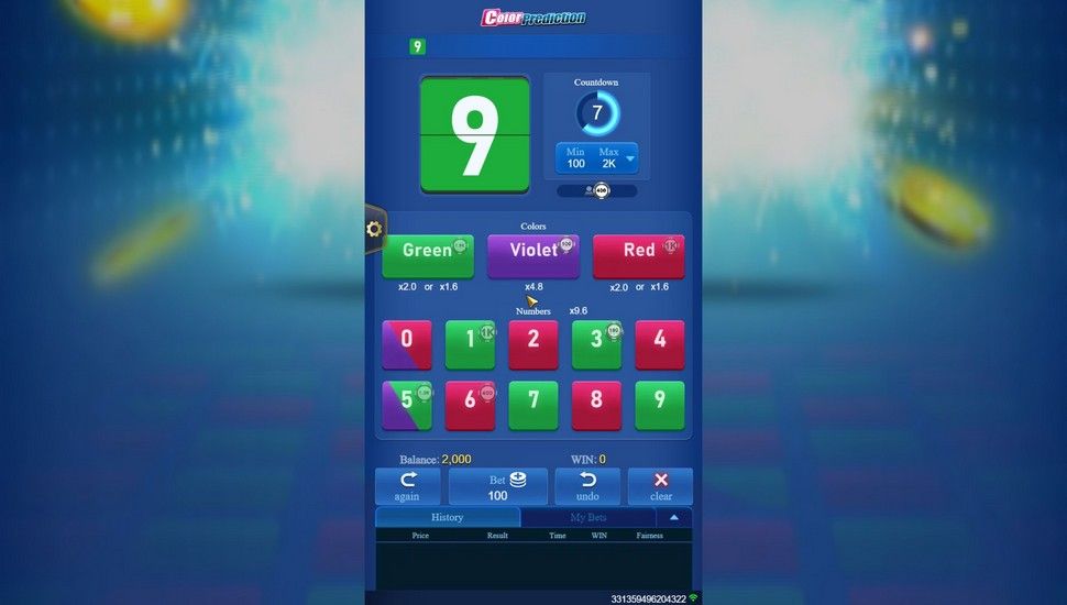 Color Prediction instant game gameplay