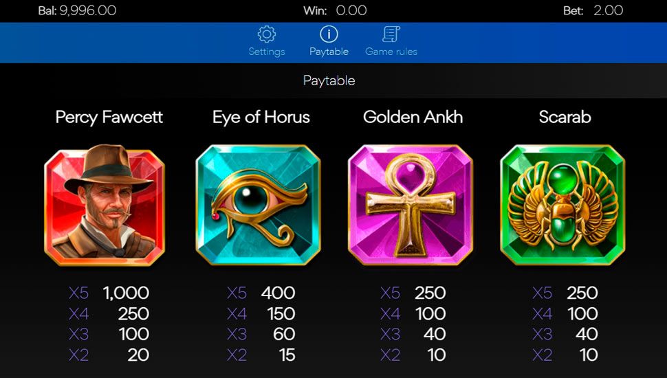 Crystal Book slot paytable