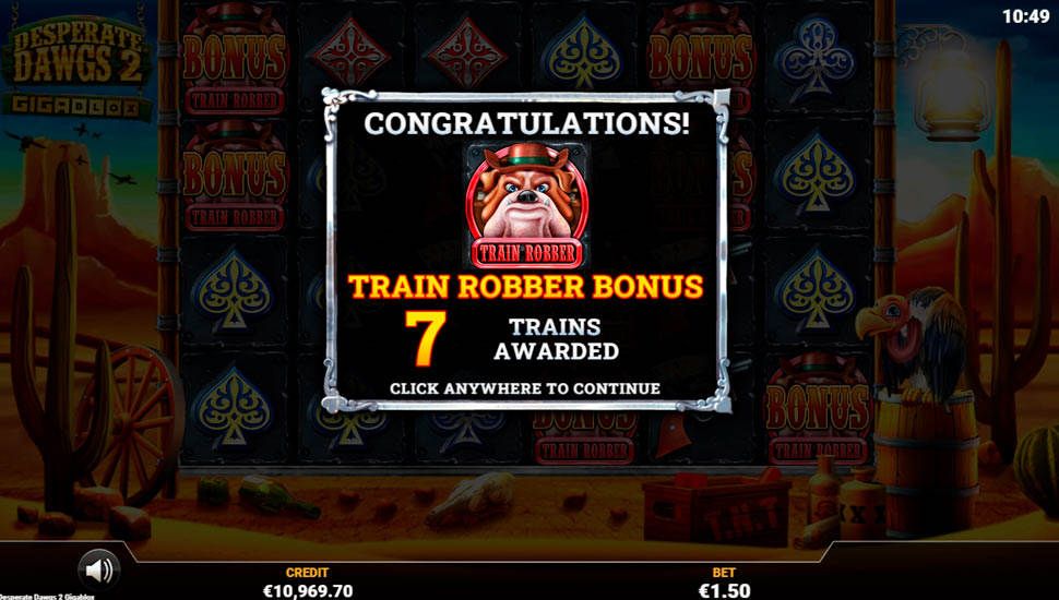 Desperate Dawgs 2 Gigablox slot Train Robber Bonus