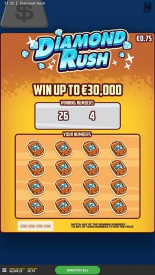 Diamond Rush scratch game mobile