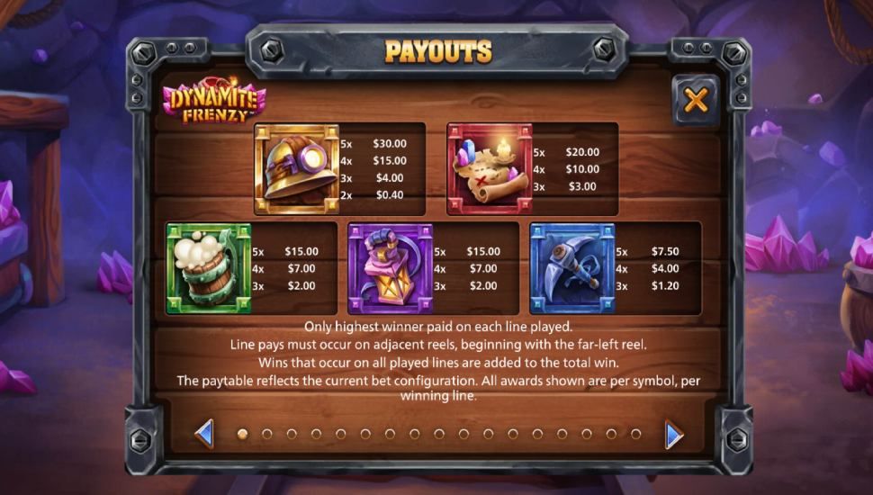 Dynamite Frenzy slot - payouts