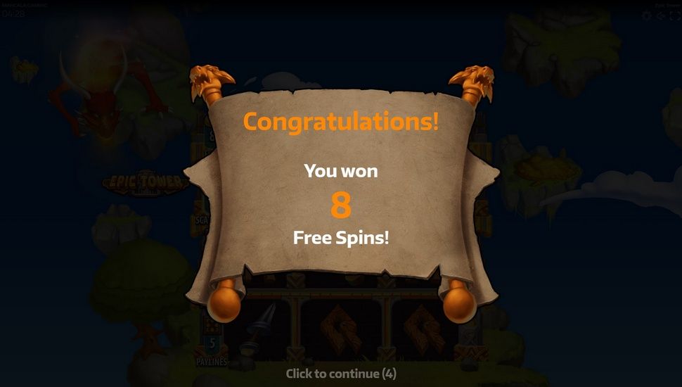 Epic Tower slot free spins