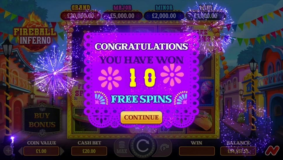 Fireball Inferno slot free spins