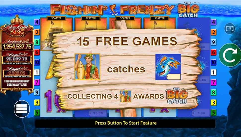 Fishin Frenzy The Big Catch Jackpot King slot free spins