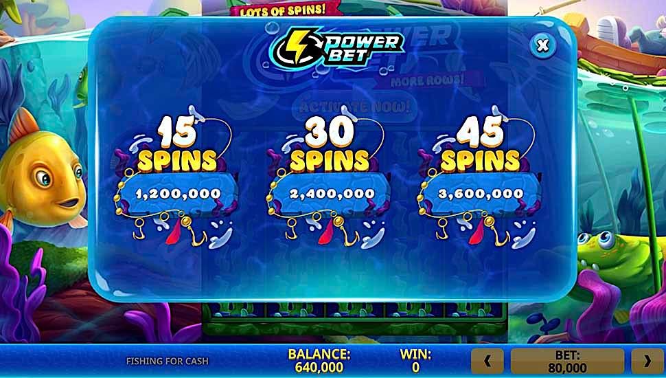 Fishing for Cash slot Power Bet Feature