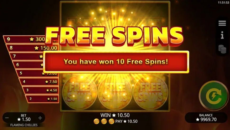 Flaming chillies - Free spins