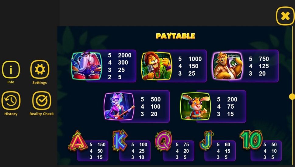 Forest Rock slot Paytable
