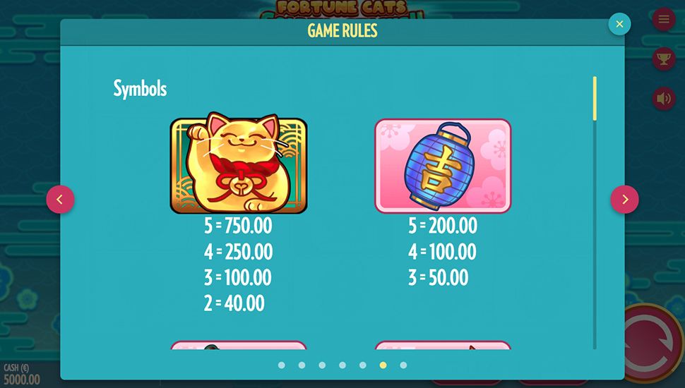 Fortune Cats Golden Stacks!! slot paytable