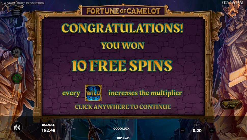 Fortune of Camelot slot Free Spins