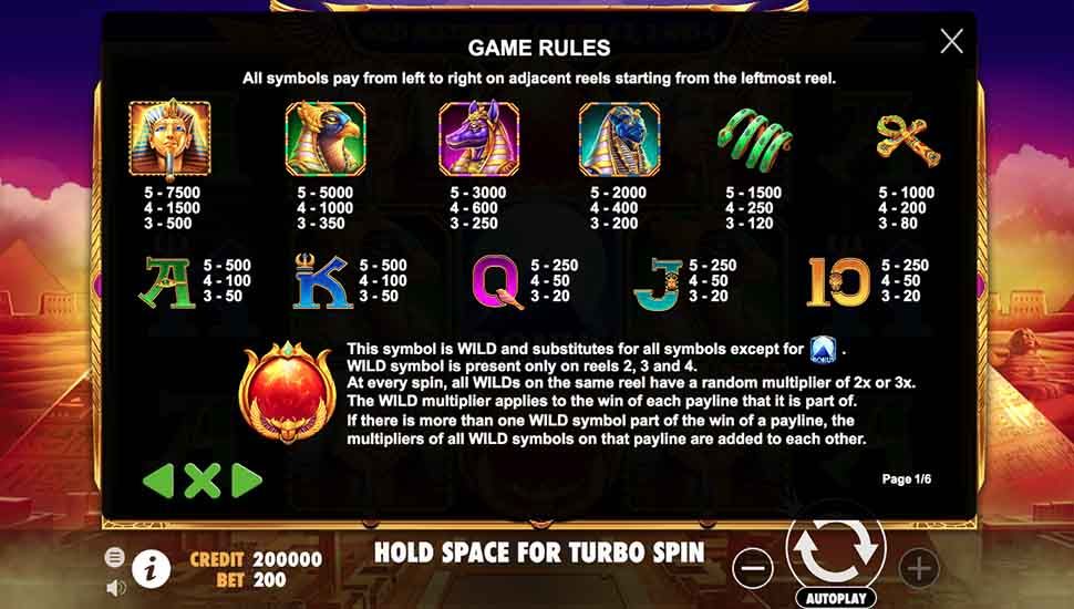 Fortune of Giza slot - paytable