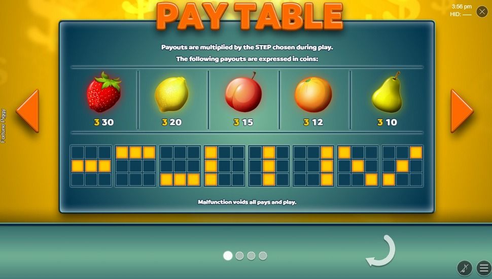 Fortune Piggy slot Paytable
