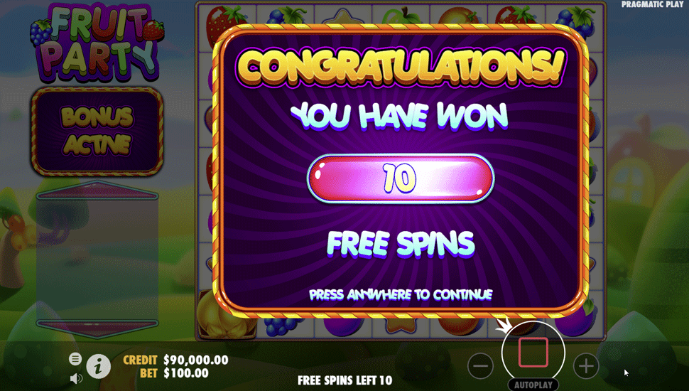 fruit party slot free spins