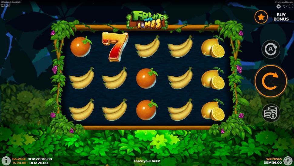 Fruits and Bombs slot gameplay