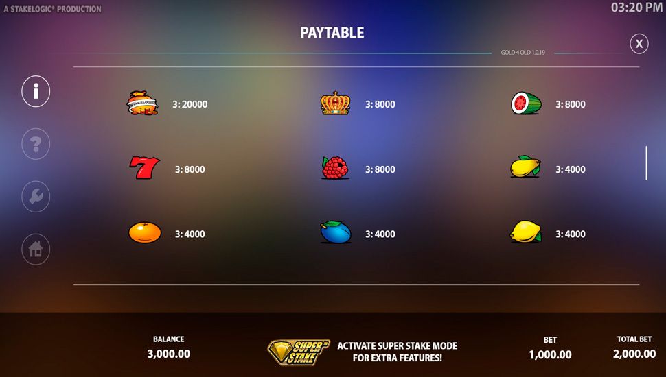 Gold4old slot paytable