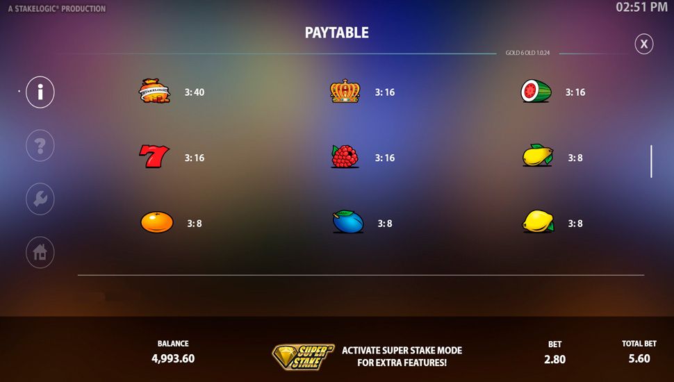 Gold6Old slot paytable