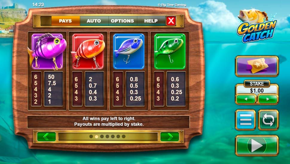 Golden catch slot paytable