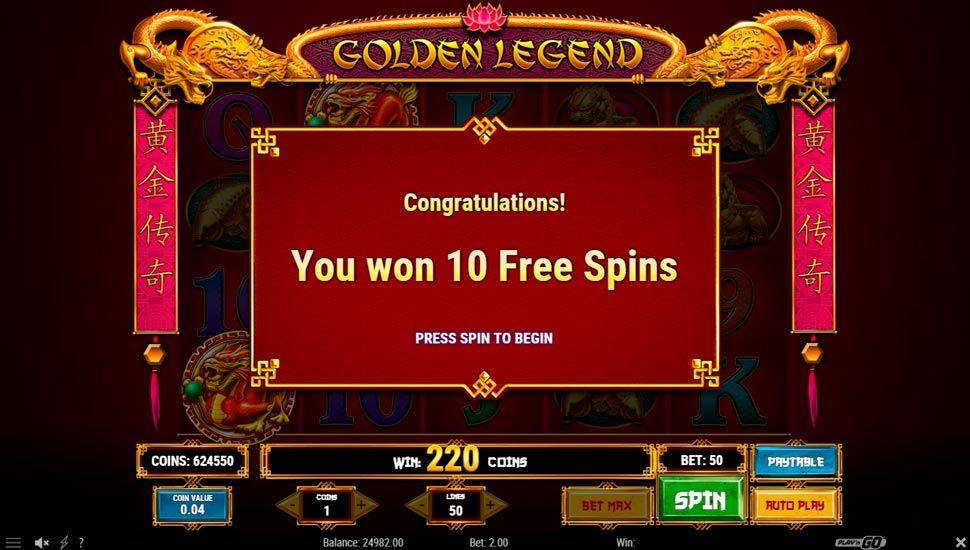 Golden legend slot Free Spins