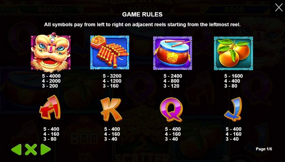 Golden Ox Slot - Paytable