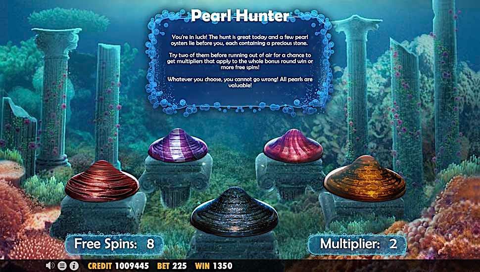 Great Reef slot Pearl Hunter bonus round free spins