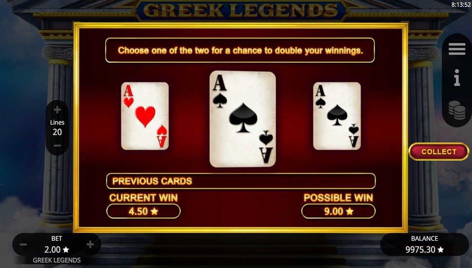 Greek Legends Slot - Gamble Feature