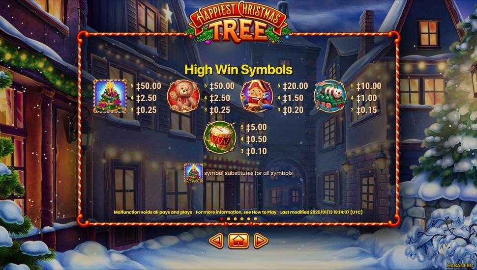 Happiest Christmas Tree slot paytable