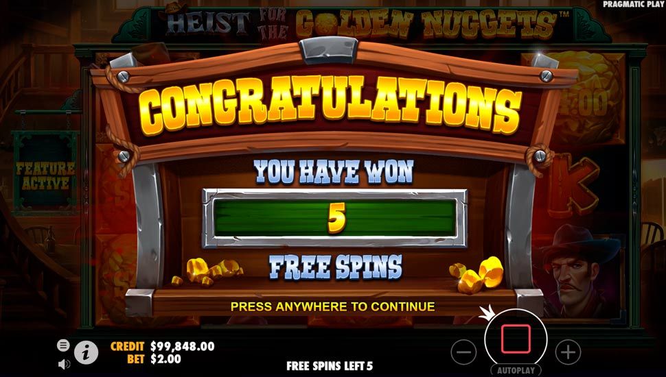 Heist for the Golden Nuggets slot Free Spins and Nugget Value Meter