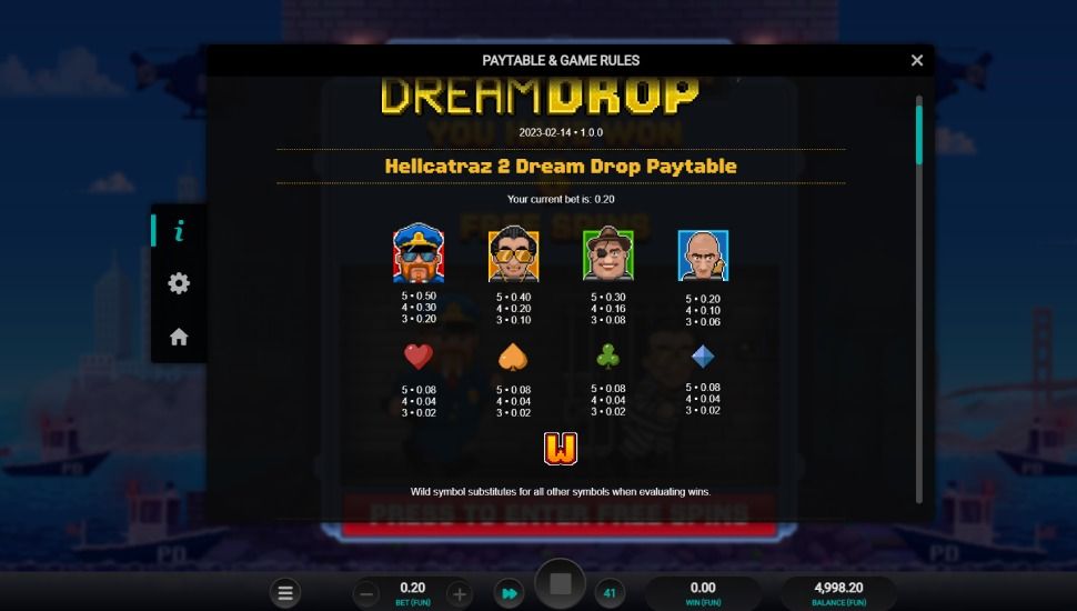 Hellcatraz II Dream Drop slot - payouts