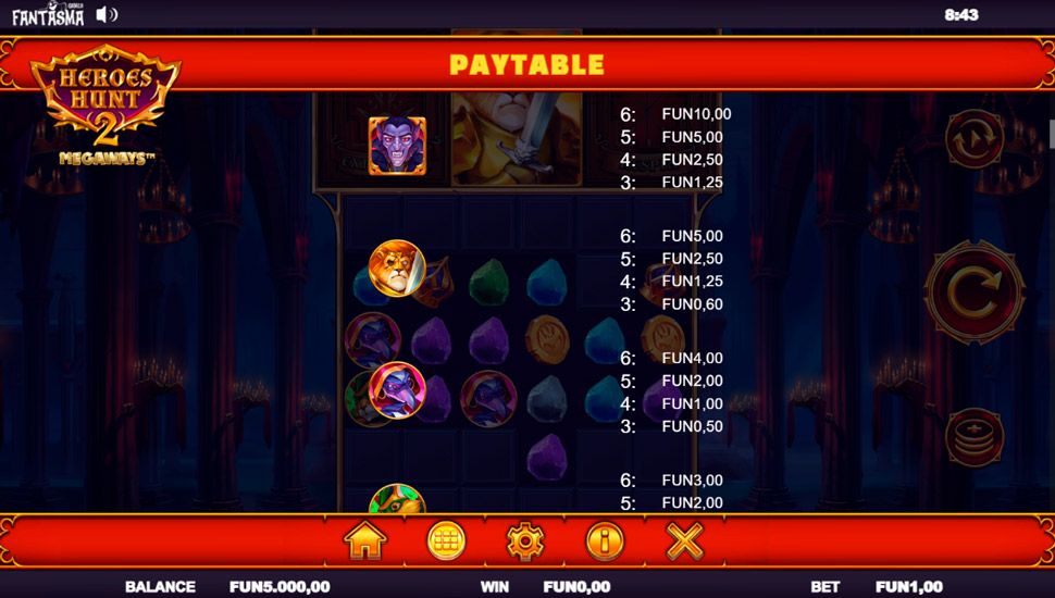 Heroes hunt 2 slot - paytable